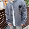 AMI Paris Ami de Cœur Cardigan Sweater- Grey