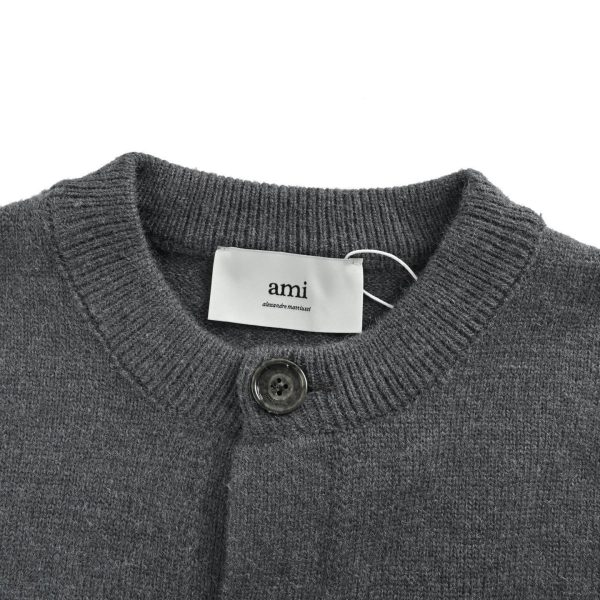 AMI Paris Ami de Cœur Cardigan Sweater- Grey