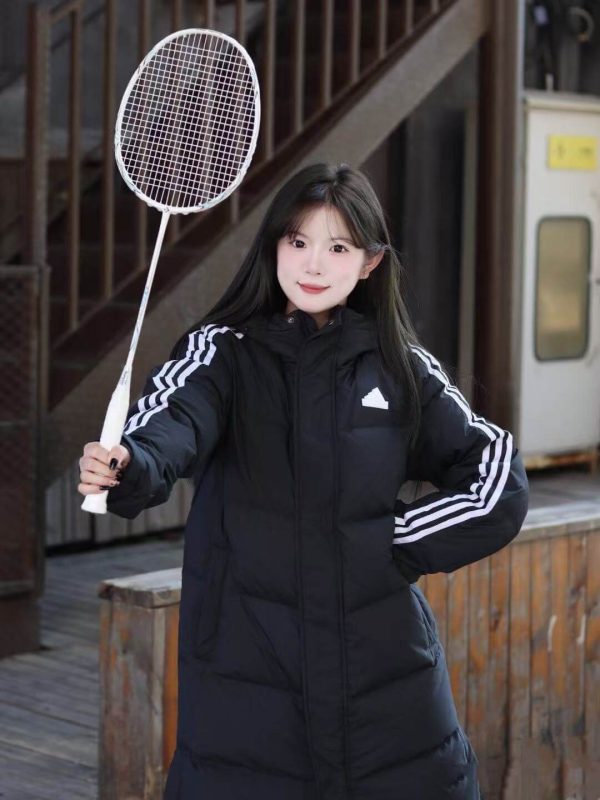 Adidas 3-Stripes Long Down Jacket- Black (1) Adidas 3-Stripes Long Down Jacket- Black