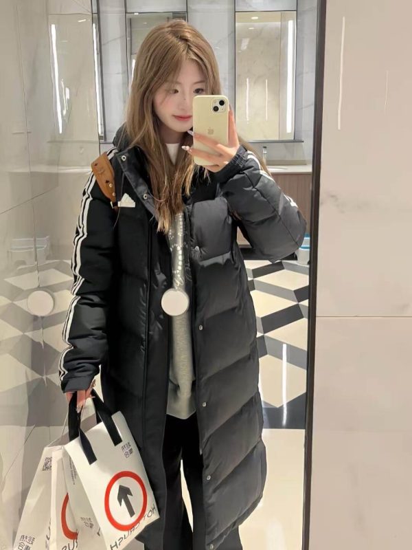 Adidas 3-Stripes Long Down Jacket- Black (3) Adidas 3-Stripes Long Down Jacket- Black