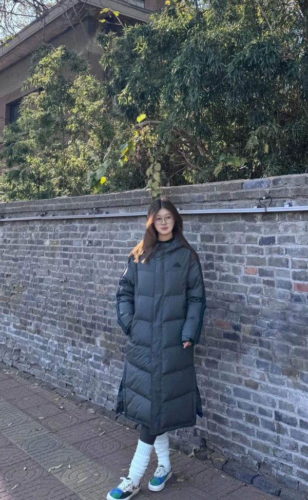 Adidas 3-Stripes Long Down Jacket- Grey (1) Adidas 3-Stripes Long Down Jacket- Grey