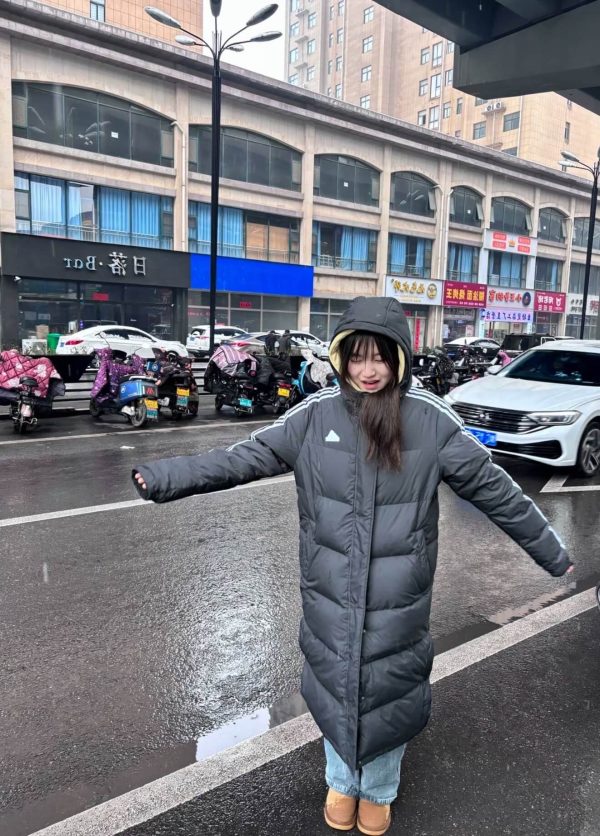 Adidas 3-Stripes Long Down Jacket- Grey (4) Adidas 3-Stripes Long Down Jacket- Grey