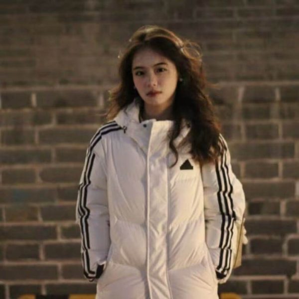 Adidas 3-Stripes Long Down Jacket- White (2) Adidas 3-Stripes Long Down Jacket- White