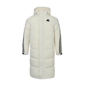 Adidas 3-Stripes Long Down Jacket- White