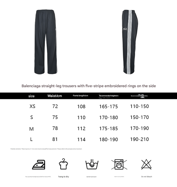 Balenciaga logo-Motif Five-Stripe Circular Embroidery Pants- Black