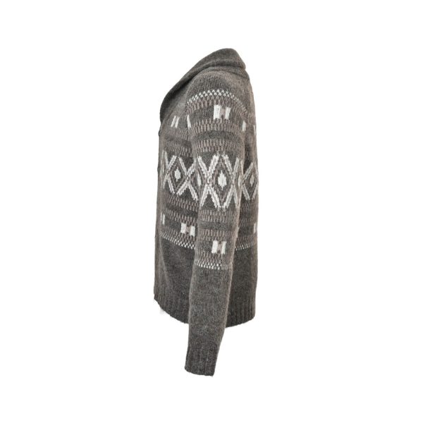 Brunello Cucinelli 'Geometric Jacquard' Cardigan- Grey