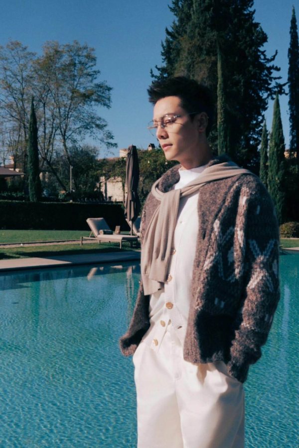 Brunello Cucinelli 'Geometric Jacquard' Cardigan- Grey