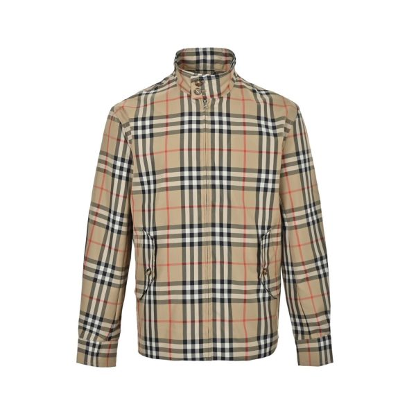 Burberry Check Harrington Collar Zip-Up Jacket- Beige (11) Burberry Check Harrington Collar Zip-Up Jacket- Beige