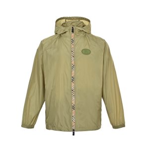 Burberry Checker-tape Nylon  Zipped Hooded Jacket- Green