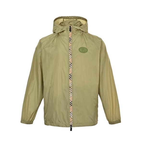 Burberry Checker-tape Nylon Hooded Jacket- Green (7) Burberry Checker-tape Nylon Zipped Hooded Jacket- Green