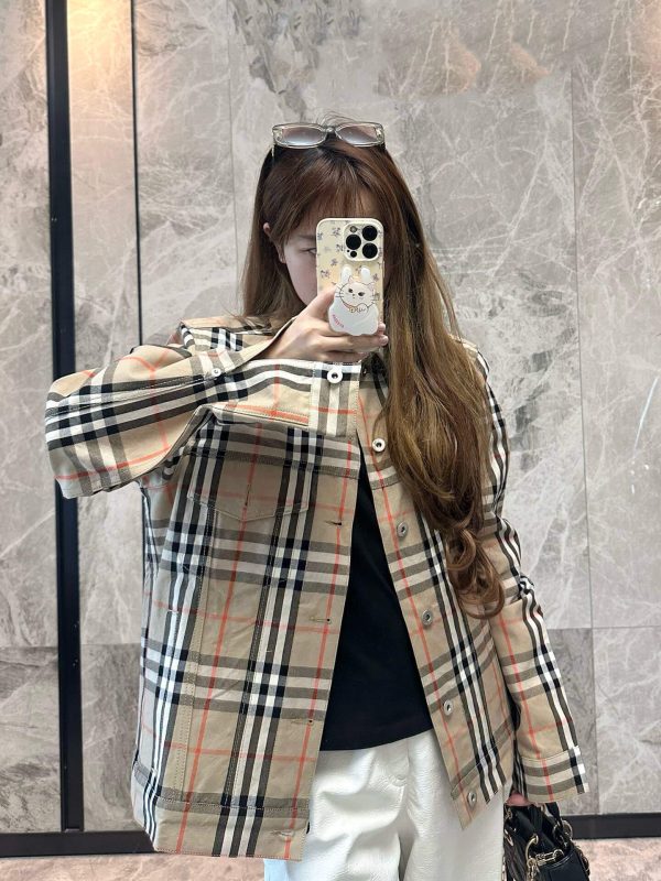 Burberry Plaid Overshirt Jacket- Beige
