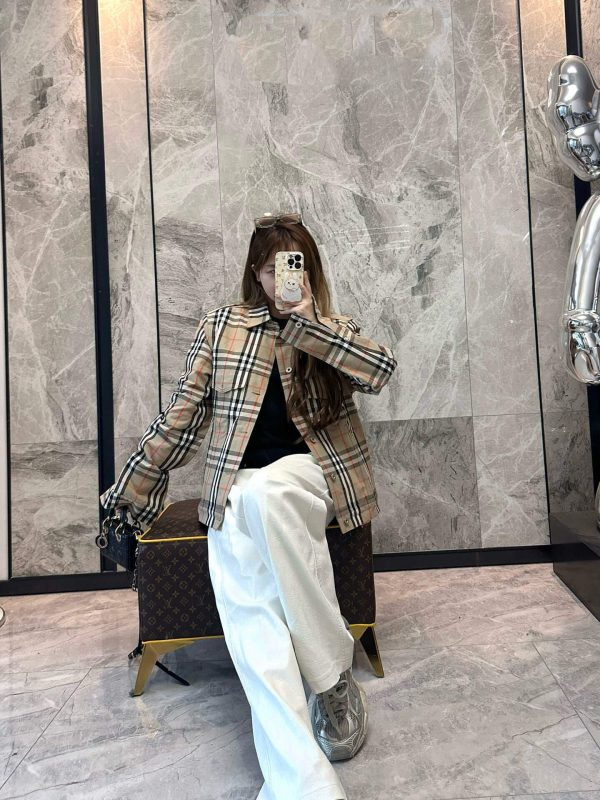 Burberry Plaid Overshirt Jacket- Beige