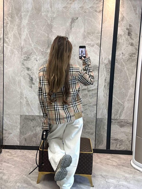 Burberry Plaid Overshirt Jacket- Beige