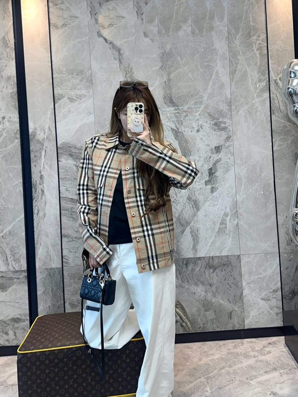 Burberry Plaid Overshirt Jacket- Beige