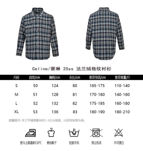 Celine Checked Cotton Loose Lumberjack Shirt- Navy Blue (11) Celine Checked Cotton Loose Lumberjack Shirt- Navy Blue