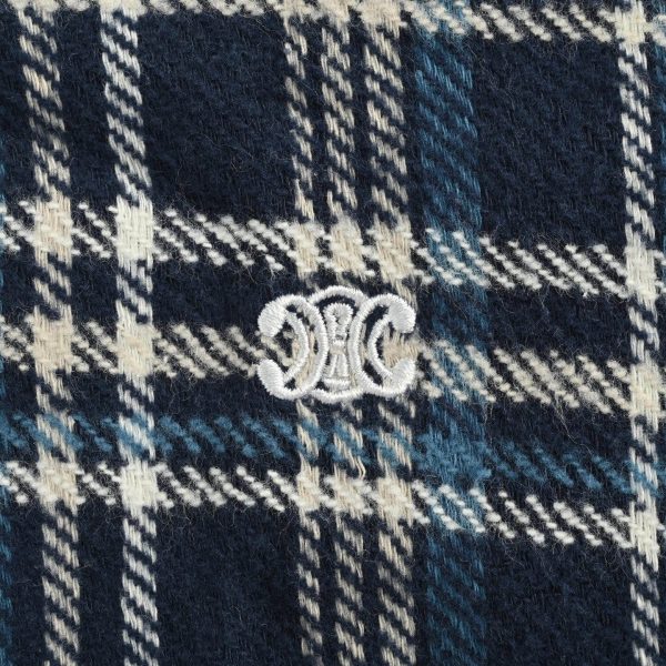 Celine Checked Cotton Loose Lumberjack Shirt- Navy Blue (6) Celine Checked Cotton Loose Lumberjack Shirt- Navy Blue