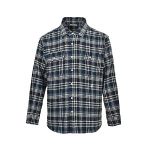 Celine Checked Cotton Loose Lumberjack Shirt- Navy Blue (9) Celine Checked Cotton Loose Lumberjack Shirt- Navy Blue