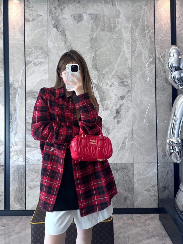 Celine Checked Cotton Loose Lumberjack Shirt- Red (1) Celine Checked Cotton Loose Lumberjack Shirt- Red