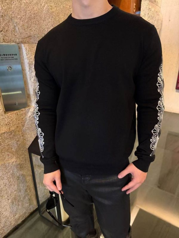 Chrome Hearts Sanskrit Letter Sleeves Crewneck Sweatshirt- Black