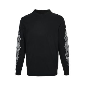 Chrome Hearts Sanskrit Letter Sleeves Crewneck Sweatshirt- Black