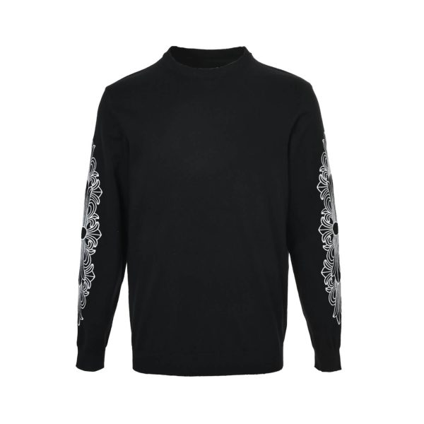 Chrome Hearts Sanskrit Letter Sleeves Crewneck Sweatshirt- Black