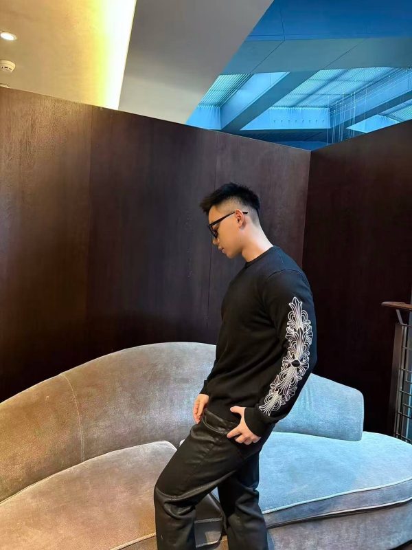 Chrome Hearts Sanskrit Letter Sleeves Crewneck Sweatshirt- Black