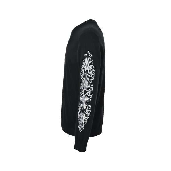 Chrome Hearts Sanskrit Letter Sleeves Crewneck Sweatshirt- Black