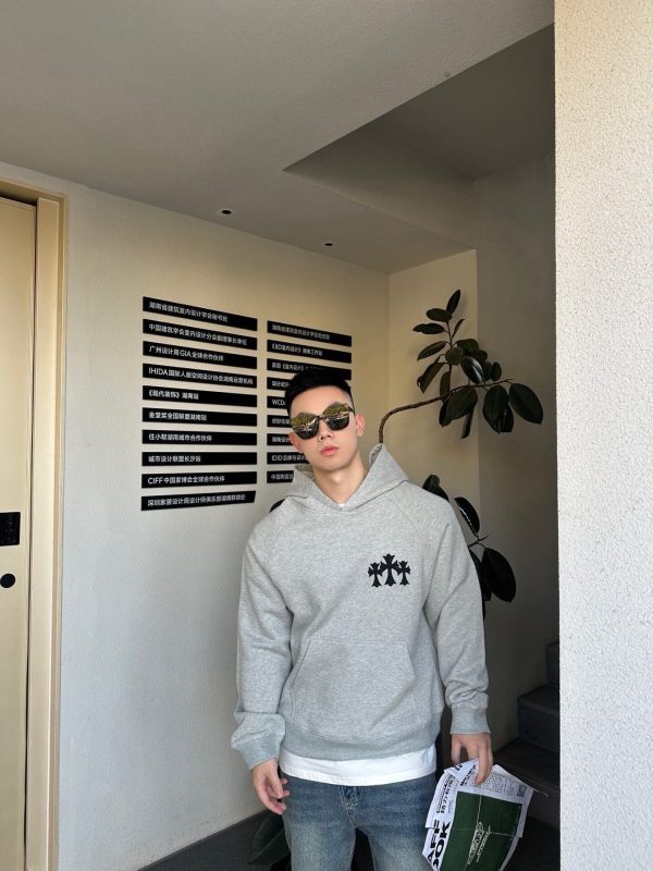 Chrome Hearts Y Not Cemetery Cross Hoodie- Gray