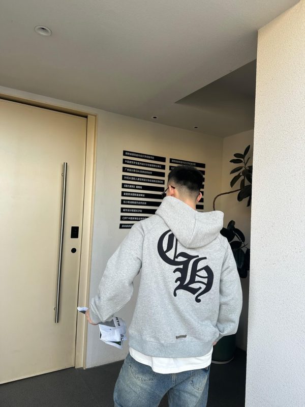 Chrome Hearts Y Not Cemetery Cross Hoodie- Gray