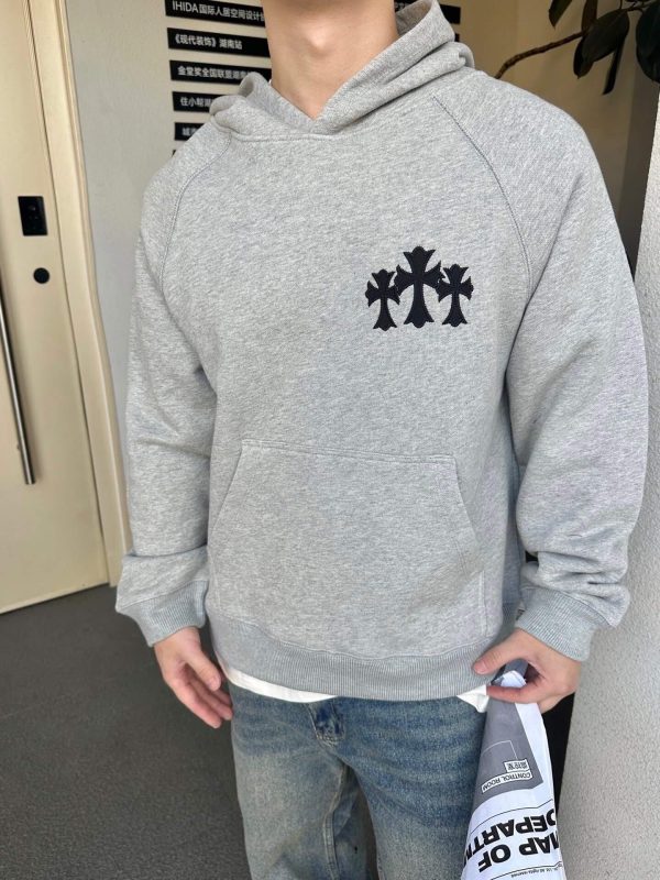 Chrome Hearts Y Not Cemetery Cross Hoodie- Gray