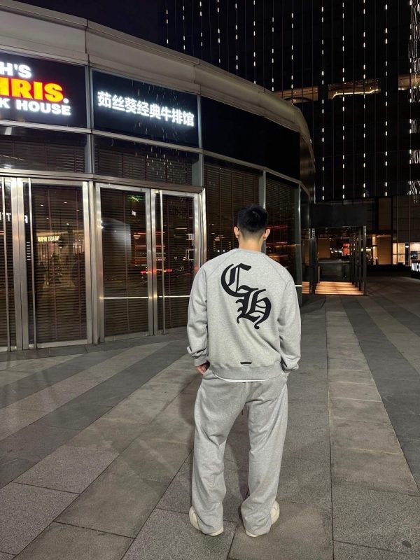 Chrome Hearts Y Not Cemetery Cross Sweatshirt- Gray (4) Chrome Hearts Y Not Cemetery Cross Sweatshirt- Gray