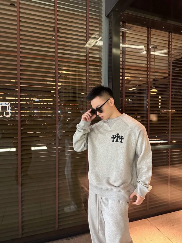 Chrome Hearts Y Not Cemetery Cross Sweatshirt- Gray (5) Chrome Hearts Y Not Cemetery Cross Sweatshirt- Gray