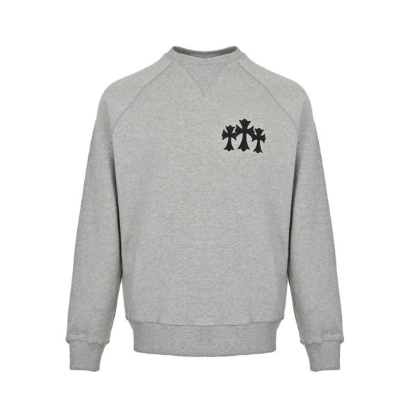 Chrome Hearts Y Not Cemetery Cross Sweatshirt- Gray (7) Chrome Hearts Y Not Cemetery Cross Sweatshirt- Gray