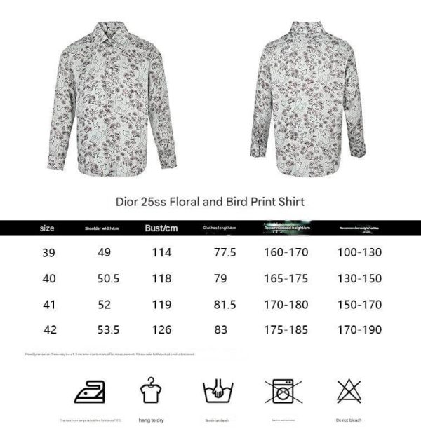 Dior Floral and Bird Print long-sleeved shirt- Light Blue