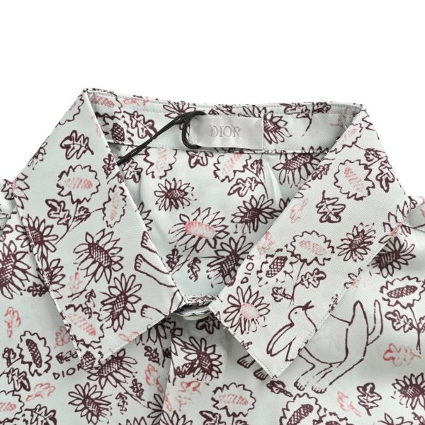 Dior Floral and Bird Print long-sleeved shirt- Light Blue