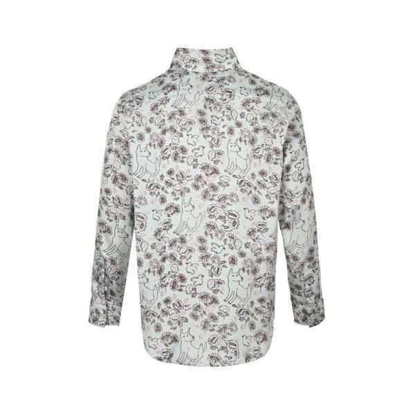 Dior Floral and Bird Print long-sleeved shirt- Light Blue