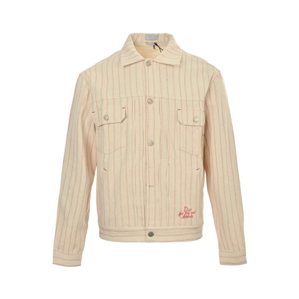 Dior and Hylton Nel Mki Cotton Denim Stripe Jacket- White (12) Dior and Hylton Nel Mki Cotton Denim Stripe Jacket- White