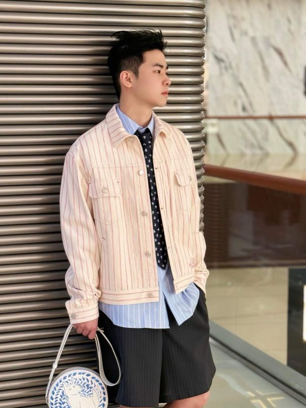 Dior and Hylton Nel Mki Cotton Denim Stripe Jacket- White (2) Dior and Hylton Nel Mki Cotton Denim Stripe Jacket- White