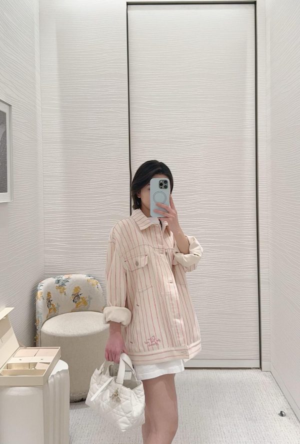 Dior and Hylton Nel Mki Cotton Denim Stripe Jacket- White (3) Dior and Hylton Nel Mki Cotton Denim Stripe Jacket- White