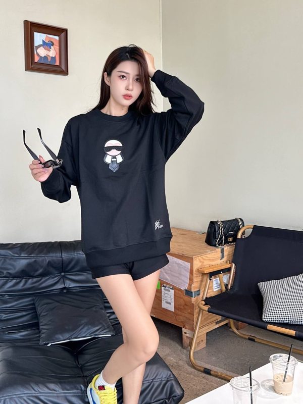 Fendi Karl Lagerfeld Crew Neck Sweatshirt- Black