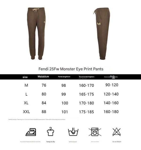 Fendi Monster Eyes Print Sweatpants- Brown