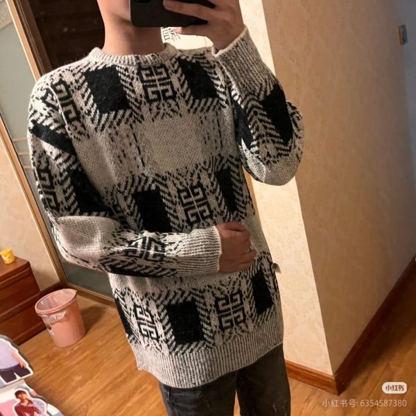 Givenchy Black And White Mohair Knit Sweater. (1) Givenchy Mohair Knit Sweater- Black & White