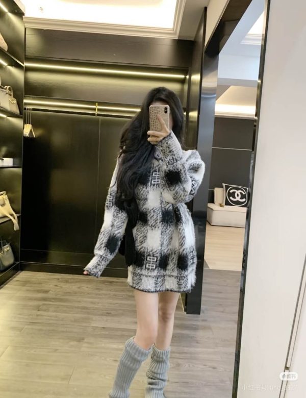 Givenchy Black And White Mohair Knit Sweater. (4) Givenchy Mohair Knit Sweater- Black & White