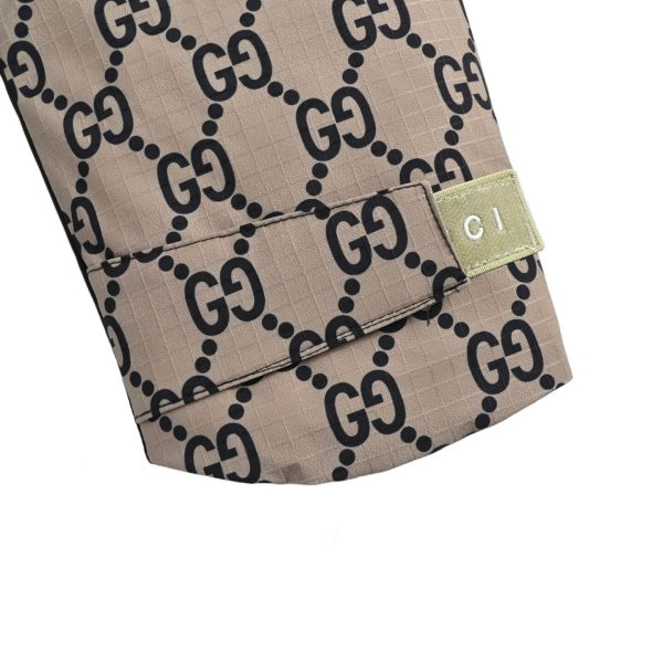 Gucci Double G Monogram Hooded Bomber Down Jacket- Black