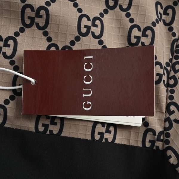 Gucci Double G Monogram Hooded Bomber Down Jacket- Black