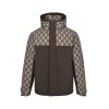 Gucci Double G Monogram Hooded Bomber Down Jacket- Dark Blue (6) Gucci Double G Monogram Hooded Bomber Down Jacket- Dark Blue