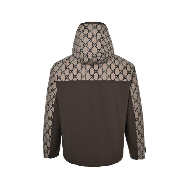 Gucci Double G Monogram Hooded Bomber Down Jacket- Dark Blue (7) Gucci Double G Monogram Hooded Bomber Down Jacket- Dark Blue