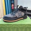 Gucci GG canvas and black leather high-top sneakers
