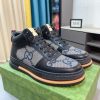 Gucci GG canvas and black leather high-top sneakers