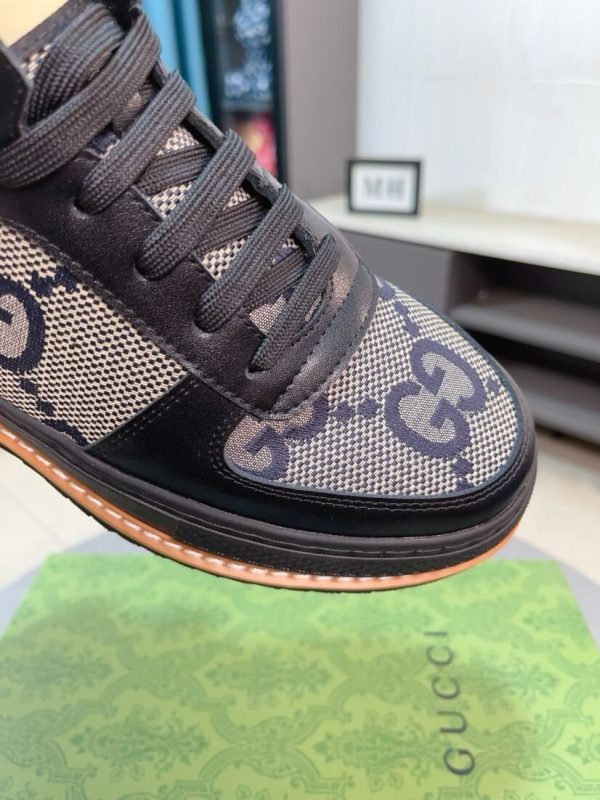 Gucci GG canvas and black leather high-top sneakers